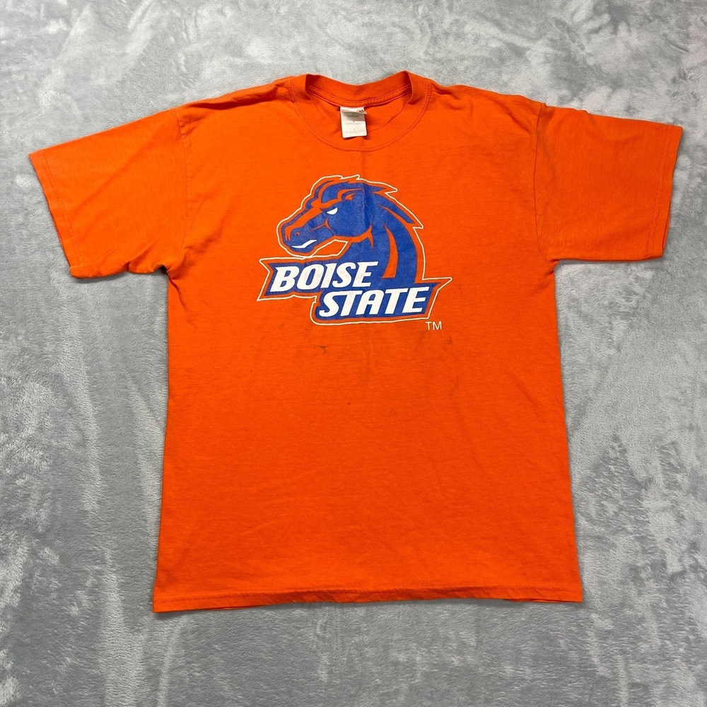 Boise State Broncos T-Shirt Men L Orange Gildan NCAA Football Sports Heavyweight